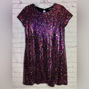 Three Pink Hearts Multi Colored Sequin Dress